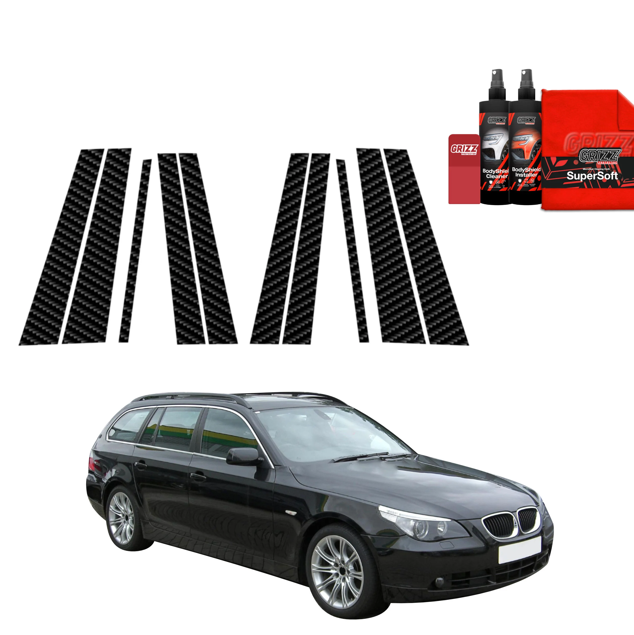 10in1 Kohlenstoff Schutzfolie für B-C-Säule - BMW 5 E61 Kombi PreLCI (2003-2007)