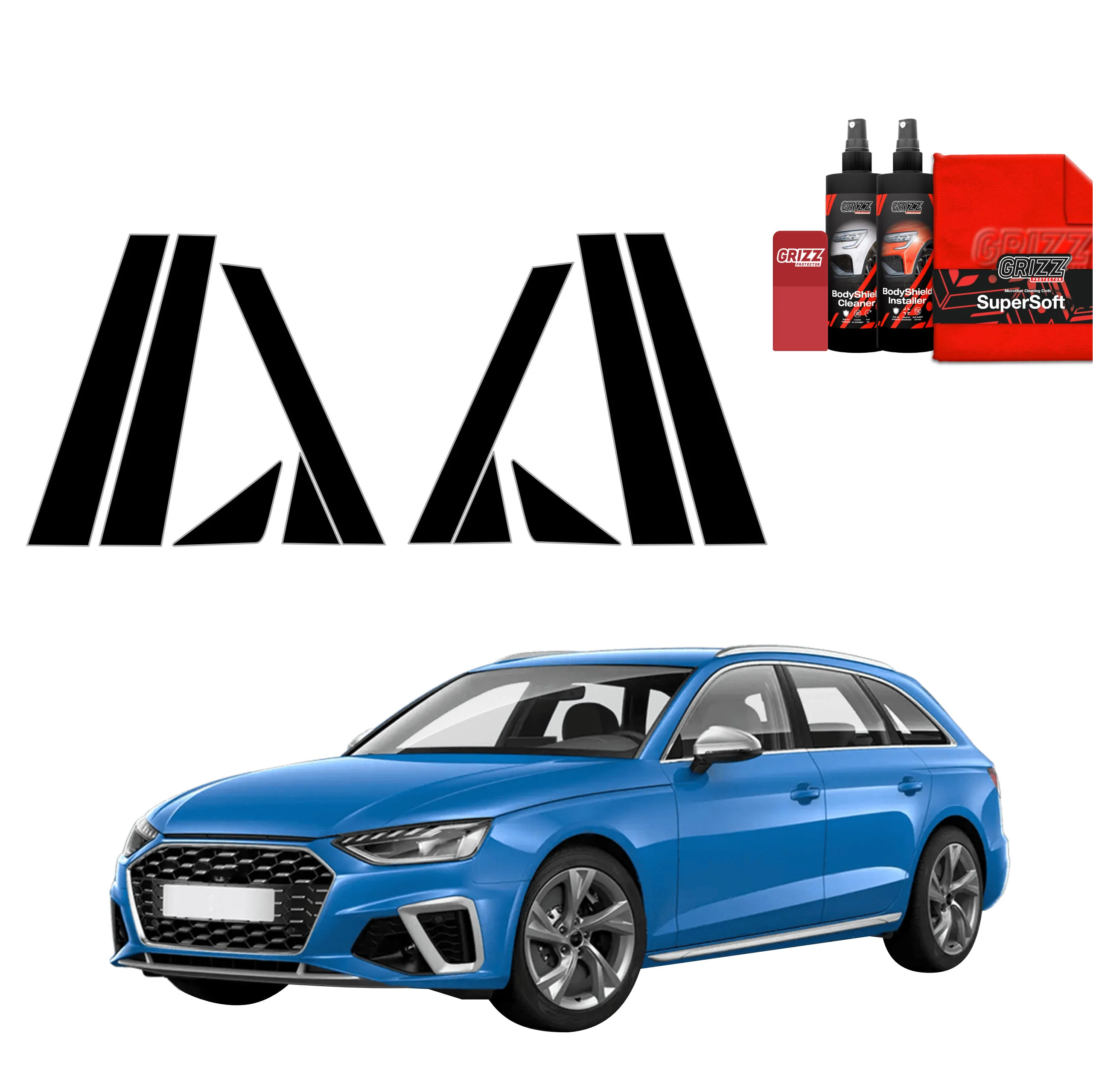 10in1 Schwarze schutzfolie für A-B-C-Säule - Audi A4 Avant (2019-2024)