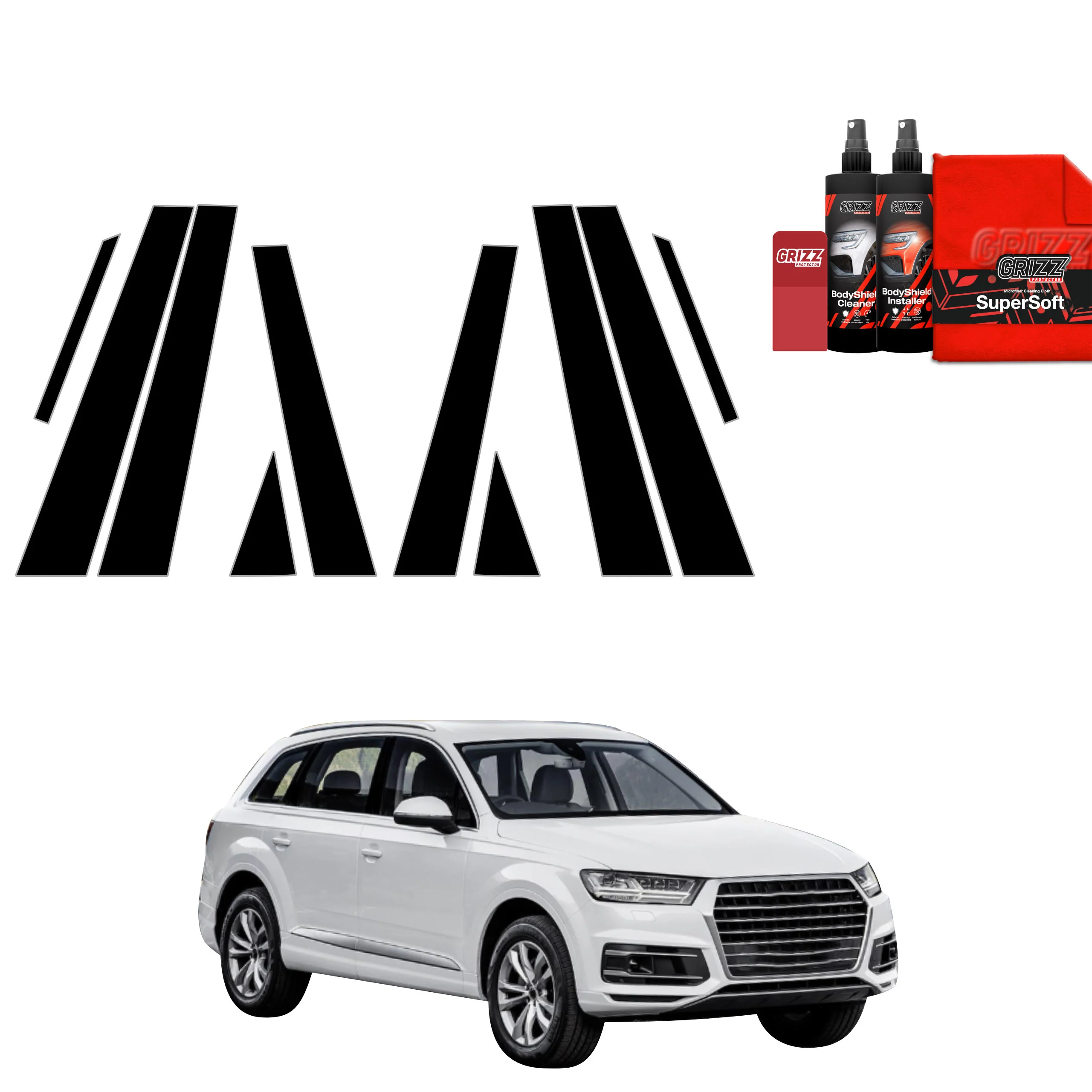 10in1 Schwarze schutzfolie für B-C-Säule - Audi Q7 (2015-2019)