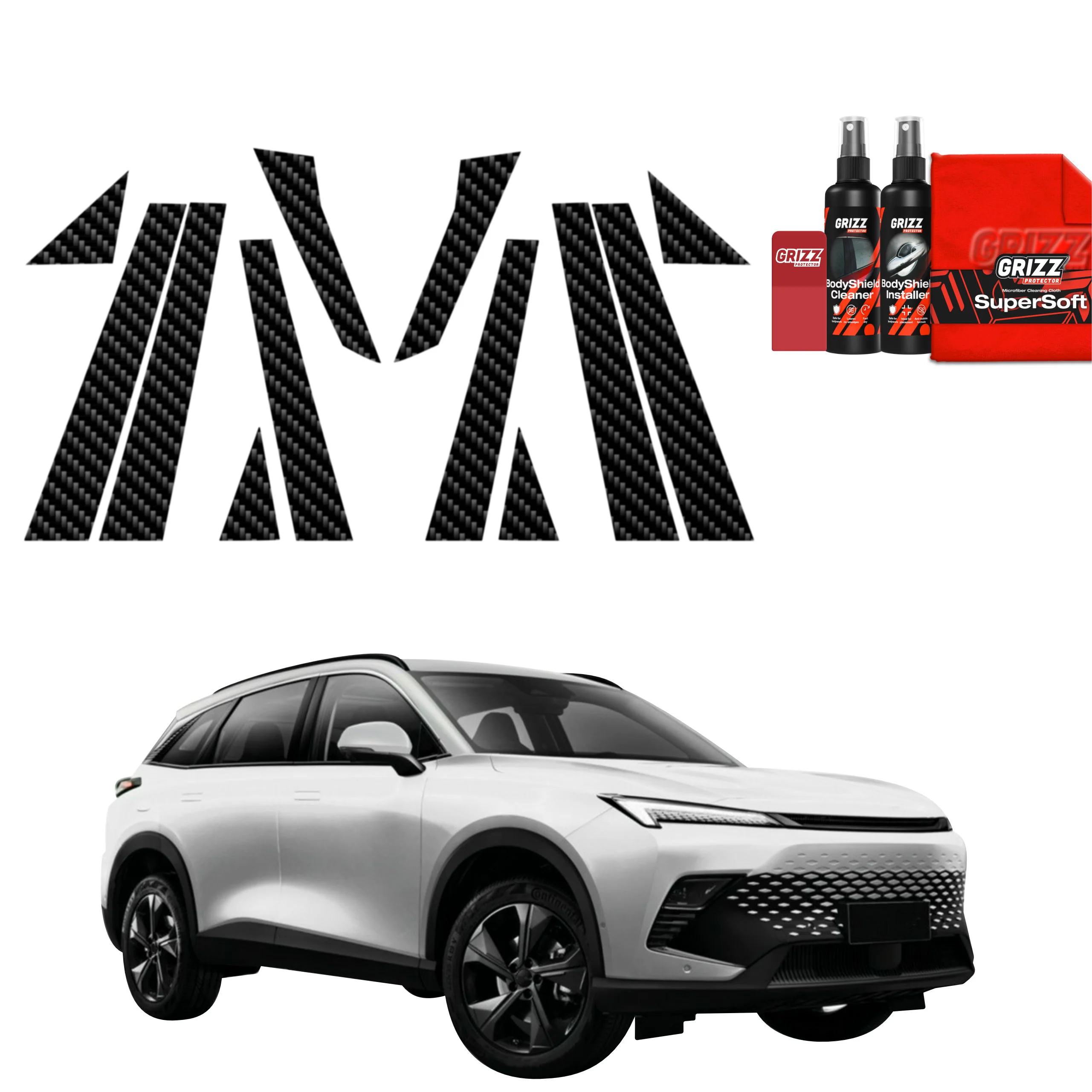 12in1 Kohlenstoff Schutzfolie für B-C-Säule - BAIC BEIJING 5 (2023-2026)