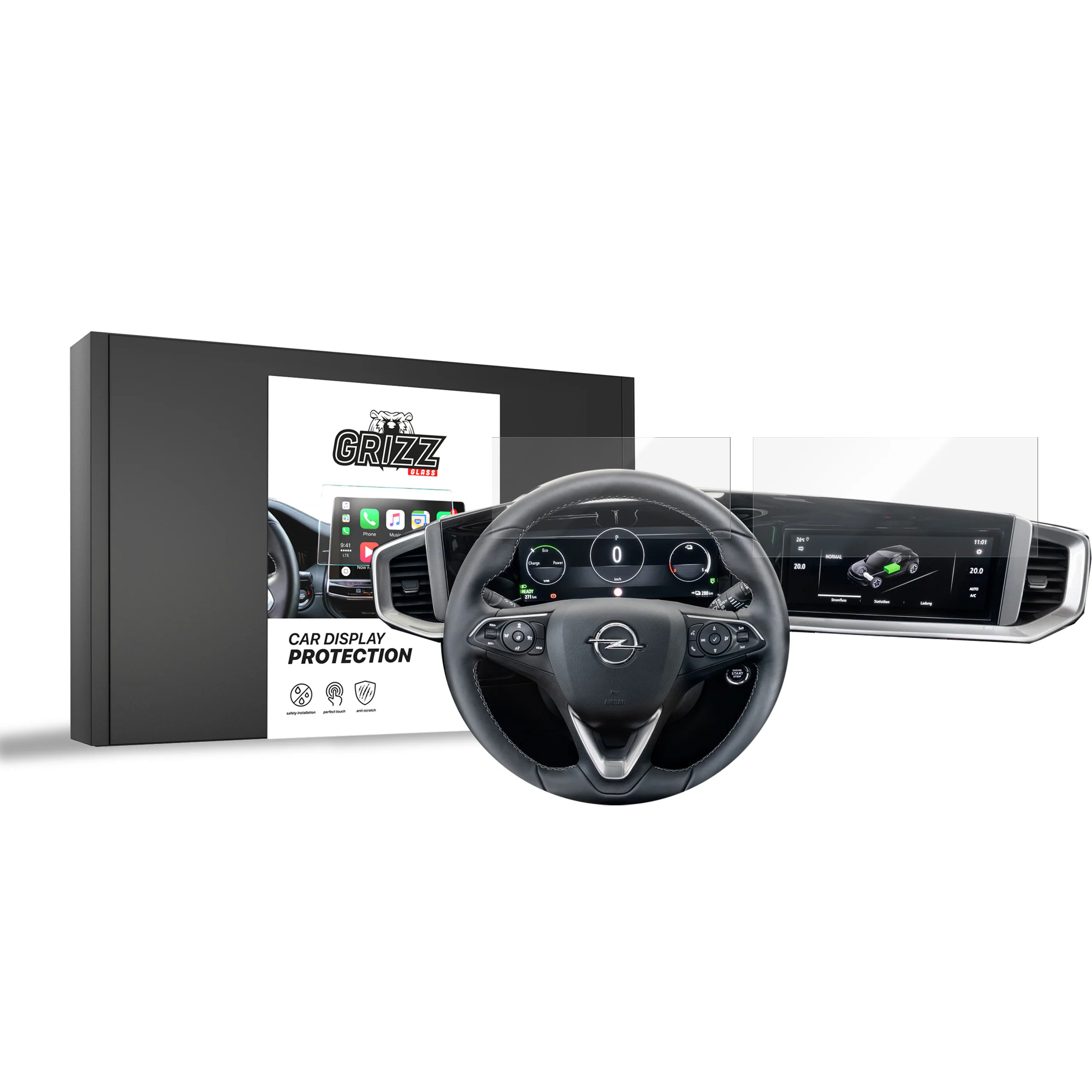 2in1 Displayschutzfolie für Opel Grandland 10" (2021-2024) Navi Folie, Kratzfest, Klar