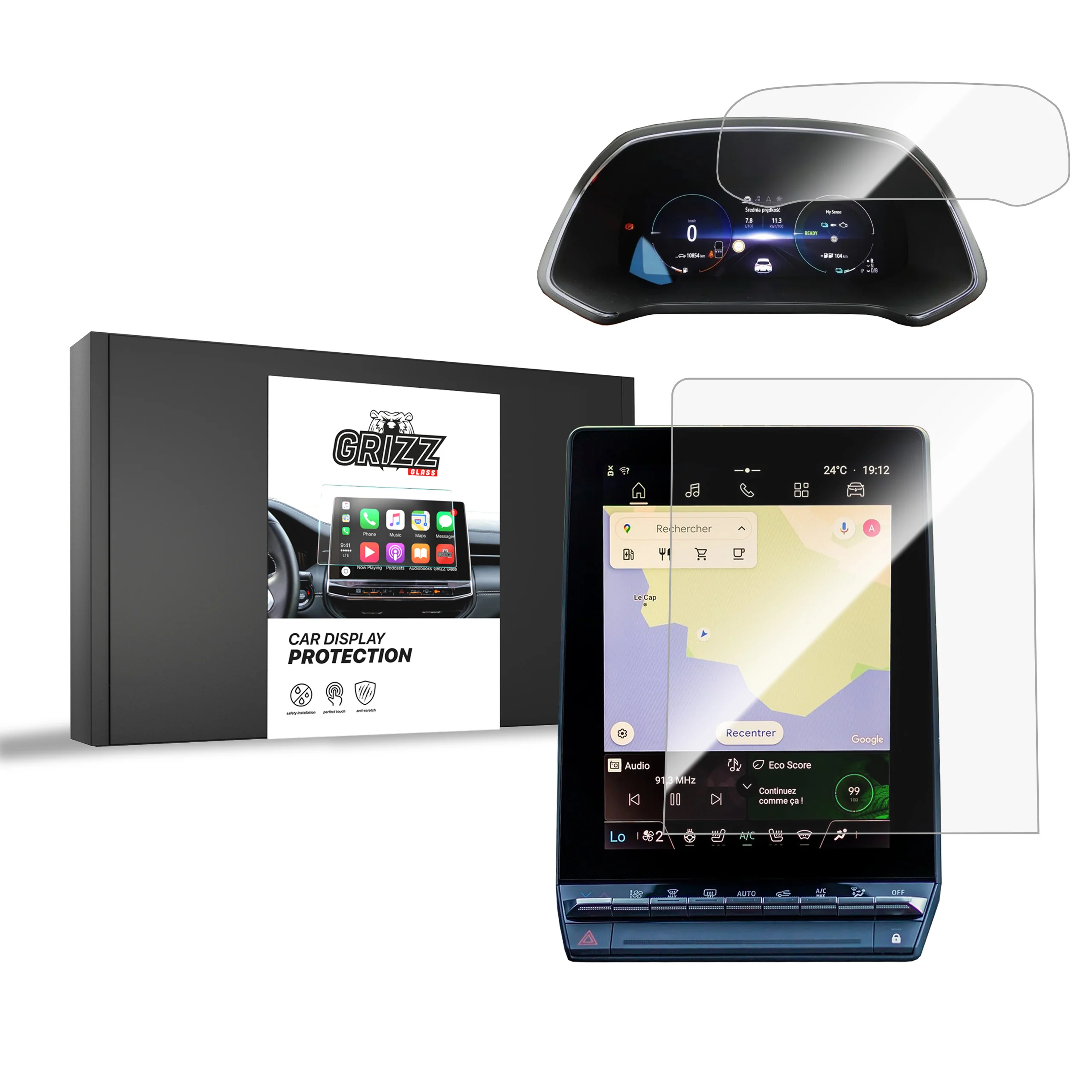 2in1 Displayschutzfolie für Renault Captur 10,4" (2024-2026) Navi Folie, Kratzfest, Klar