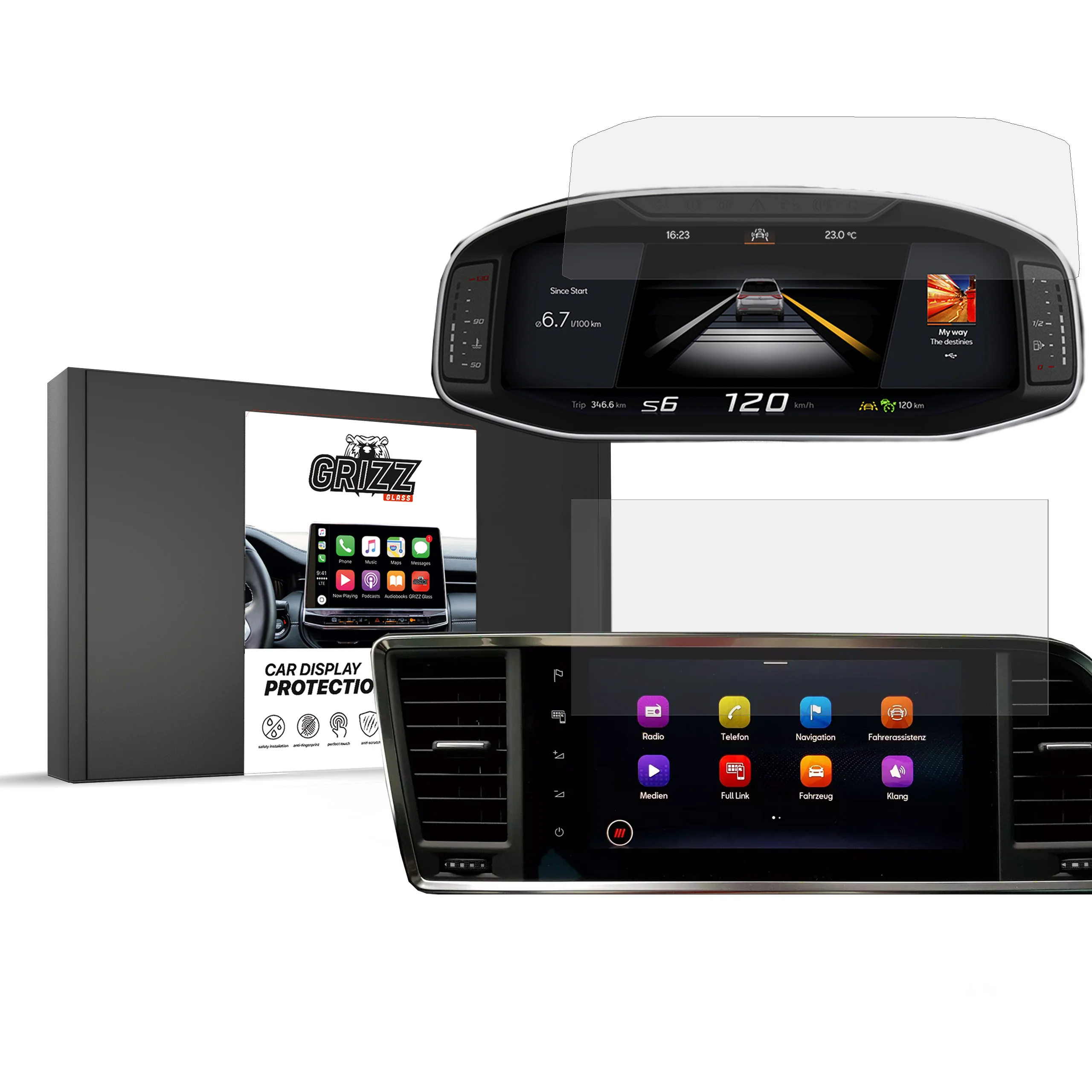 2in1 Displayschutzfolie für Seat Ateca 9,2" (2020-2026) Navi Folie, Kratzfest, Klar