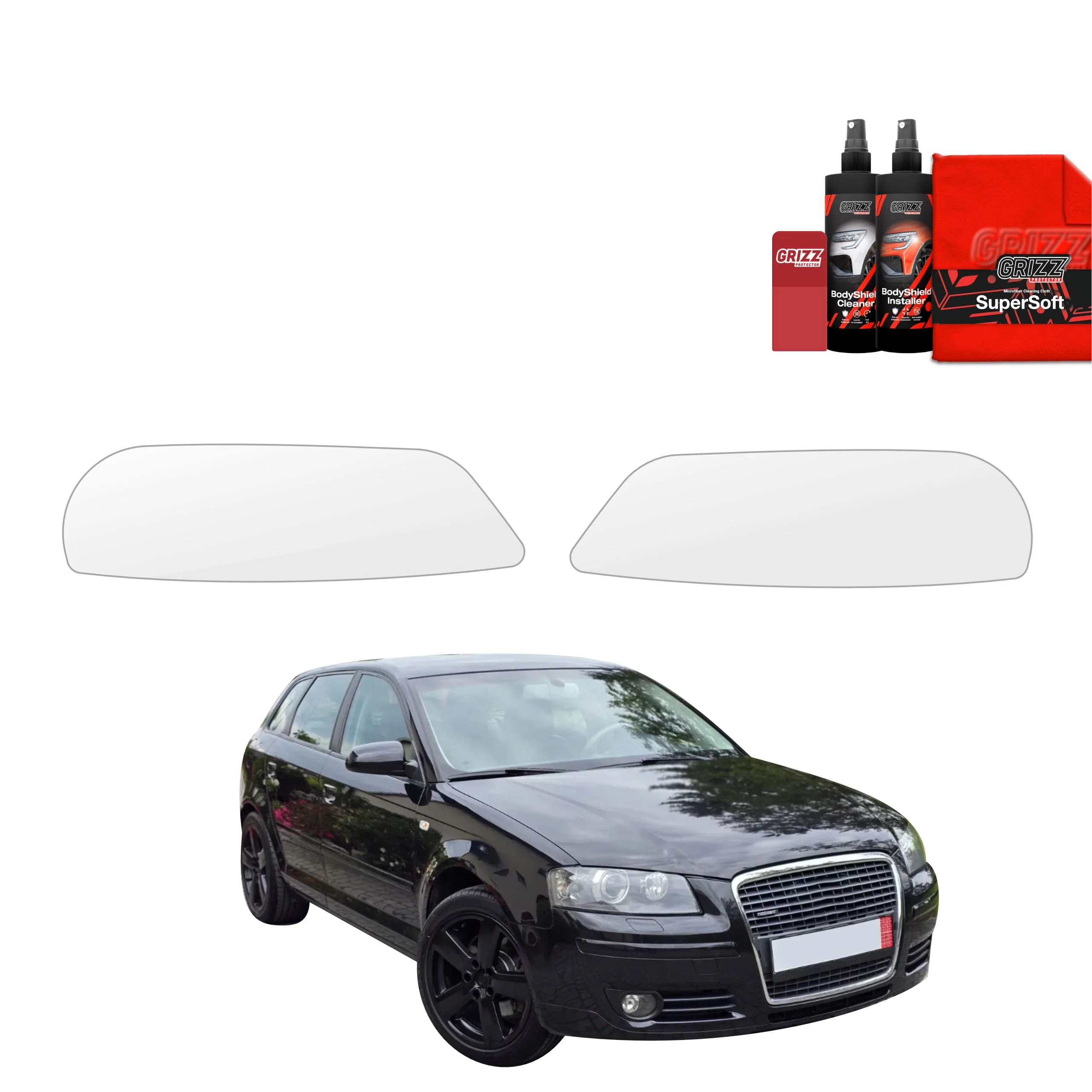2in1 Schutzfolie für Scheinwerfer - Audi A3 8P Hatchback 5D (2003-2008)