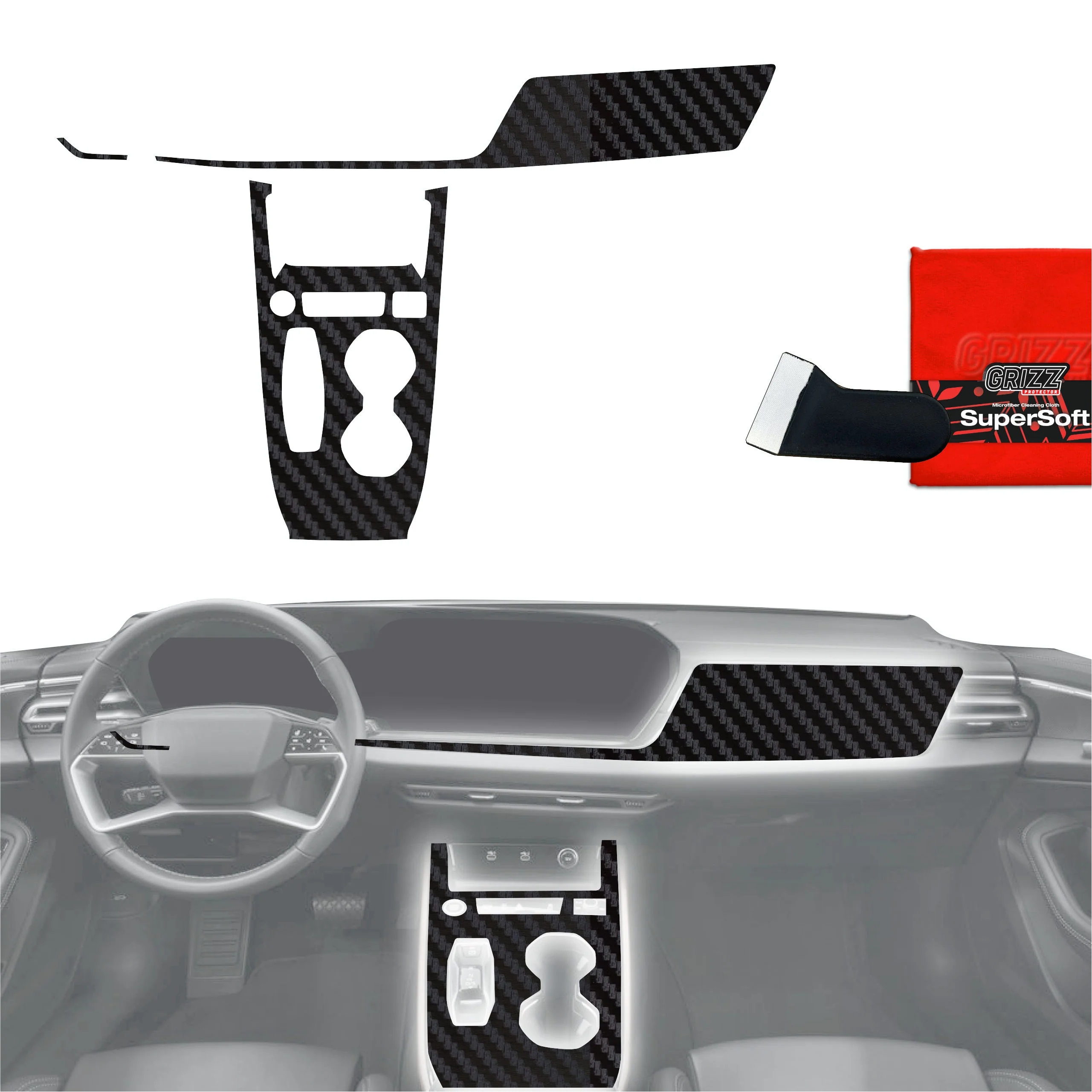3in1 Schutzfolien für Mittelkonsole & Armaturenbrett - Audi A5 B10 (2025) Carbon Optik Matt Antifingerprint