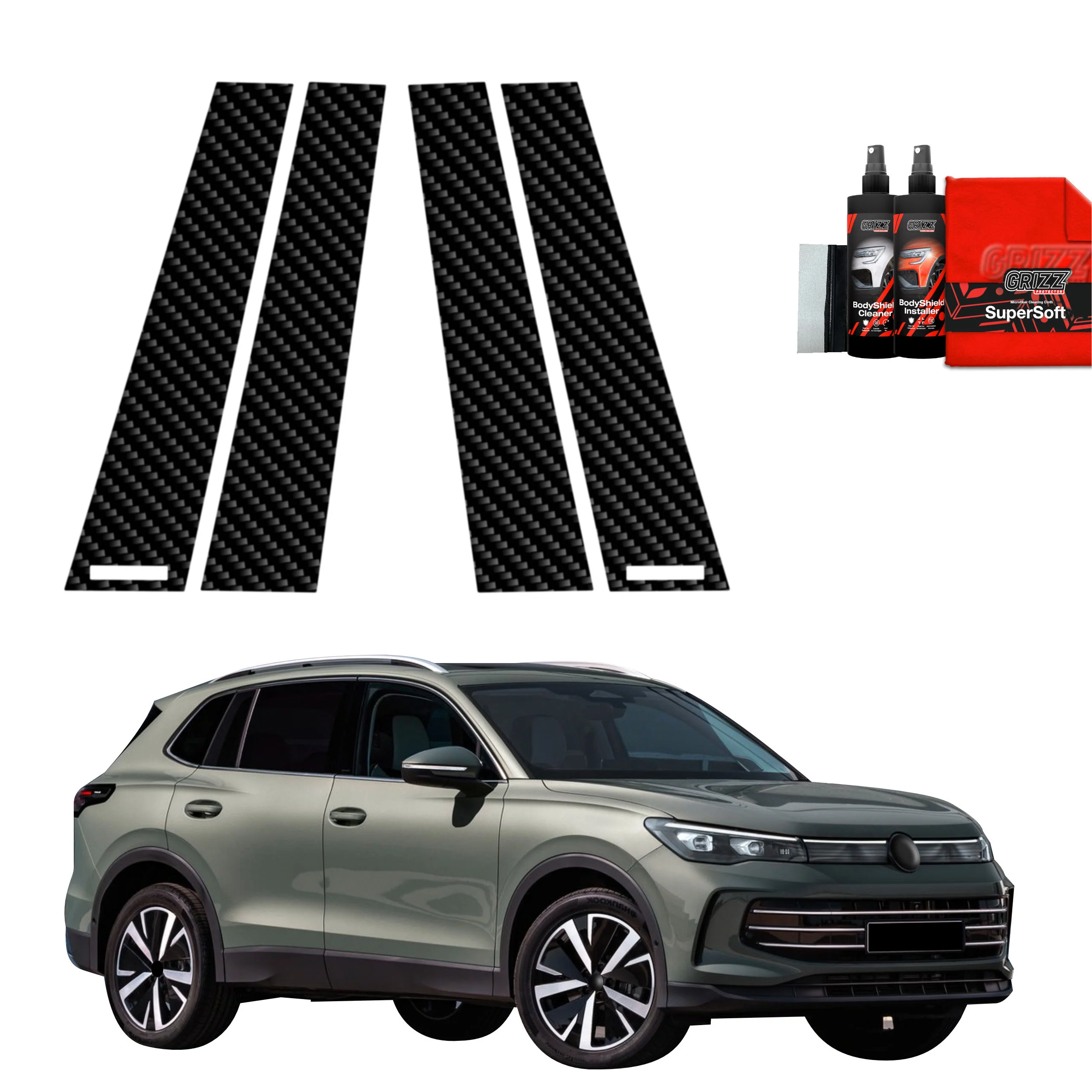 4in1 Kohlenstoff Schutzfolie für B-Säule - Volkswagen VW Tiguan 3 (2024-2026)