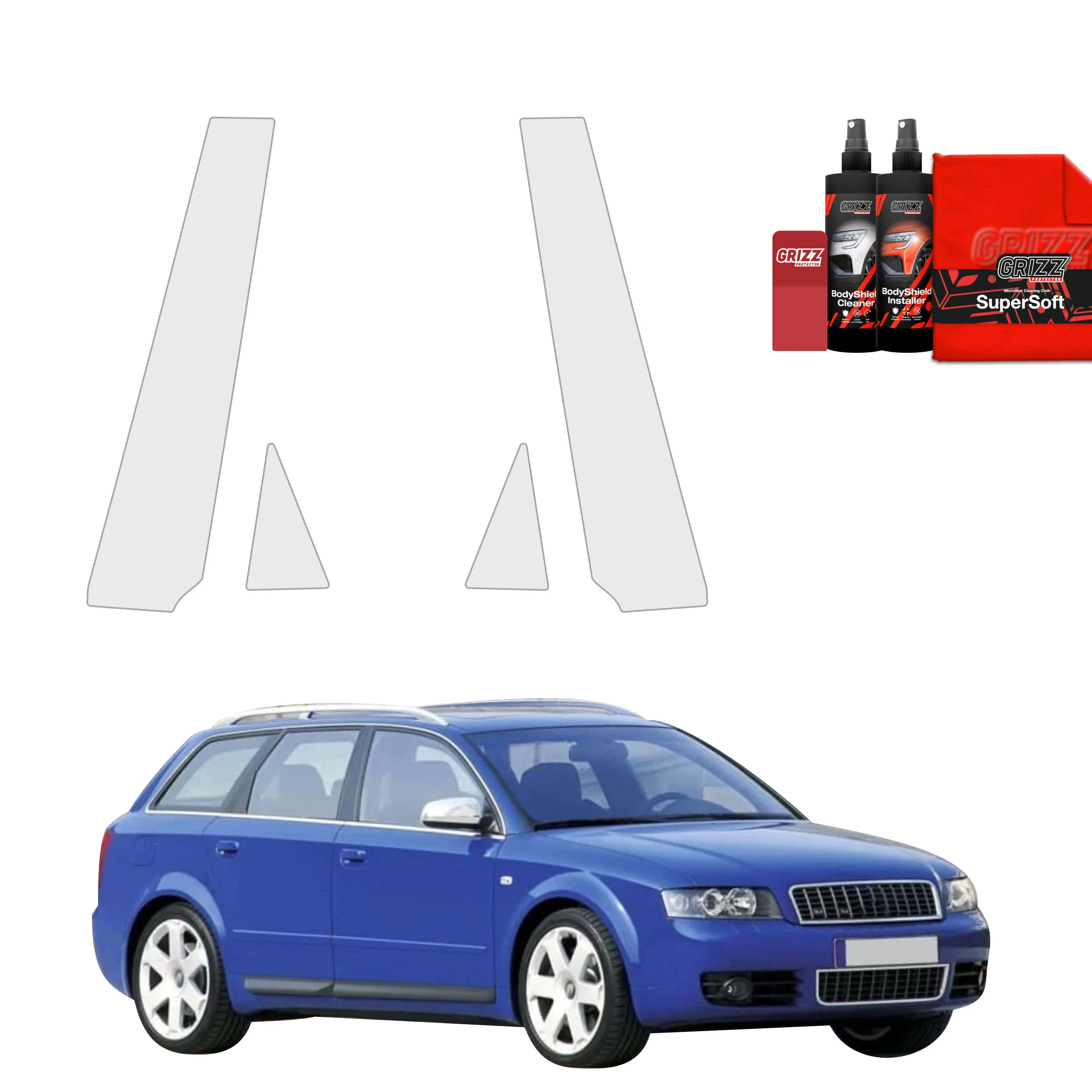 4in1 Schutzfolie für B-C-Säule - Audi A4 B6 Avant (2000-2006)