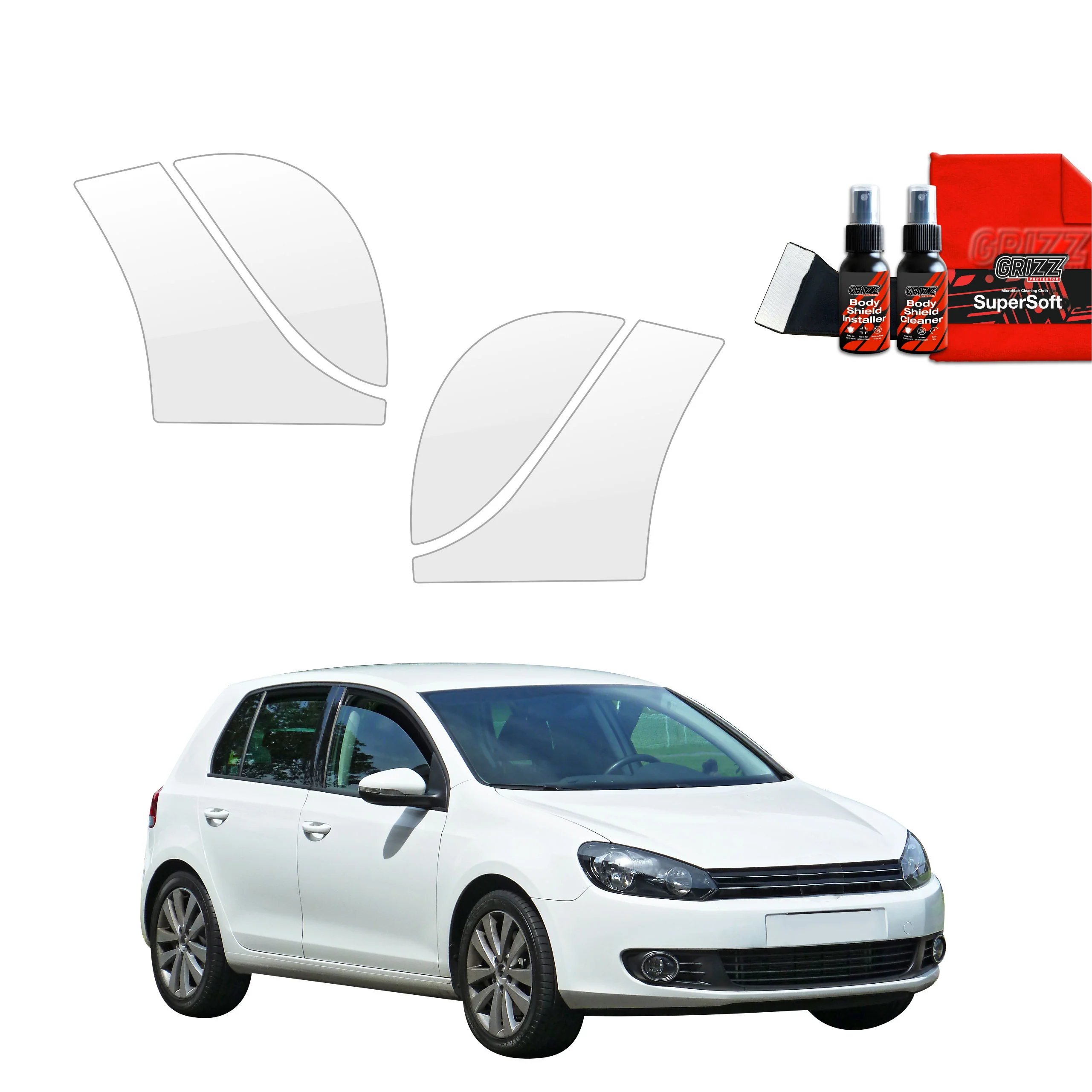 4in1 Schutzfolie für hinteren & vorderen Seitenschwelle - Volkswagen Golf 6 Hatchback 5D (2008-2013)