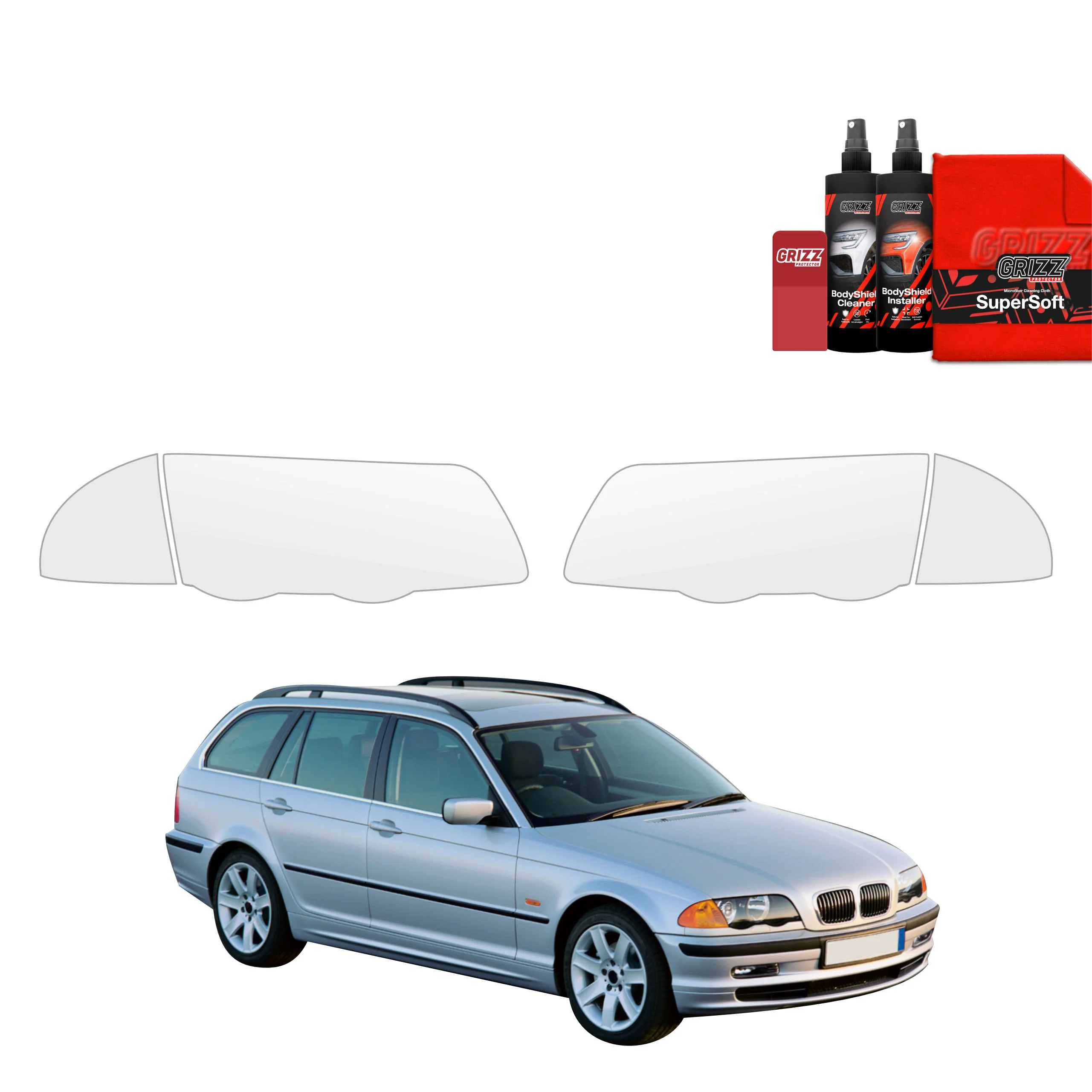 4in1 Schutzfolie für Scheinwerfer - BMW 3 E46 Kombi Pre-LCI (1998-2001)