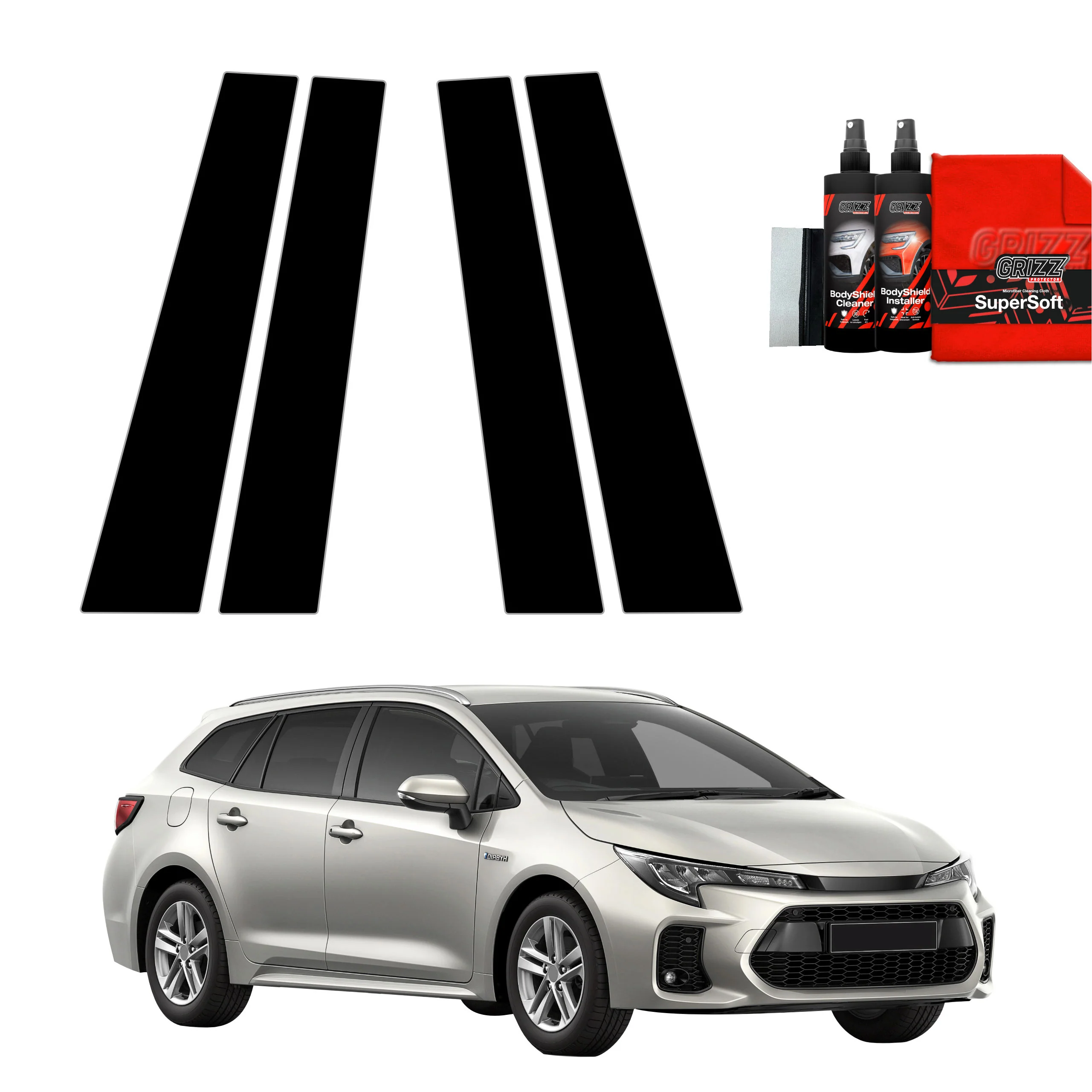 4in1 Schwarze schutzfolie für B-Säule - Suzuki Swace Facelift (2023-2026)
