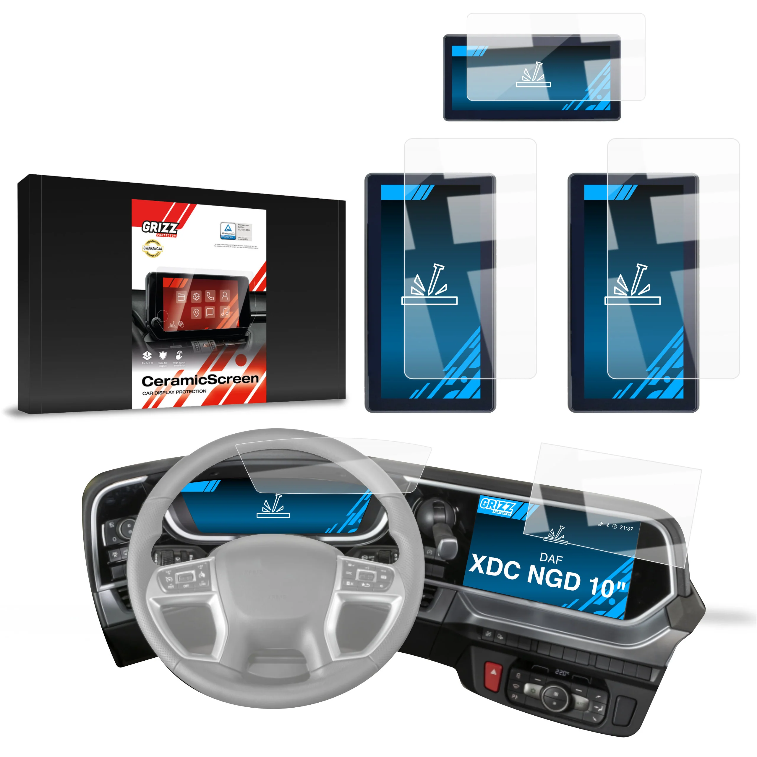 5in1 Displayschutzfolie für DAF XDC NGD Navi Folie, Kratzfest, Klar