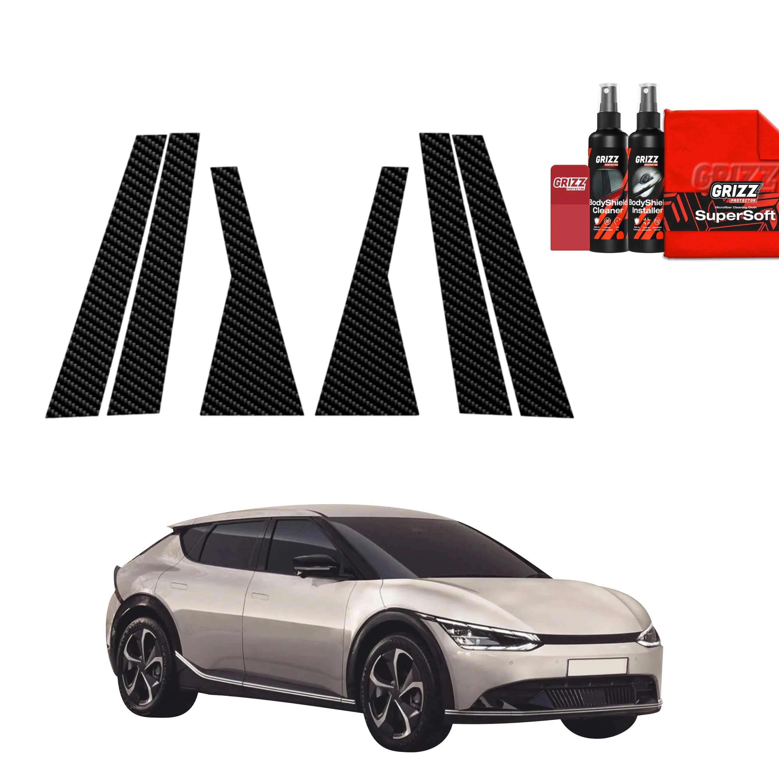 6in1 Kohlenstoff Schutzfolie für B-C-Säule - Kia EV6 (2025-2026)