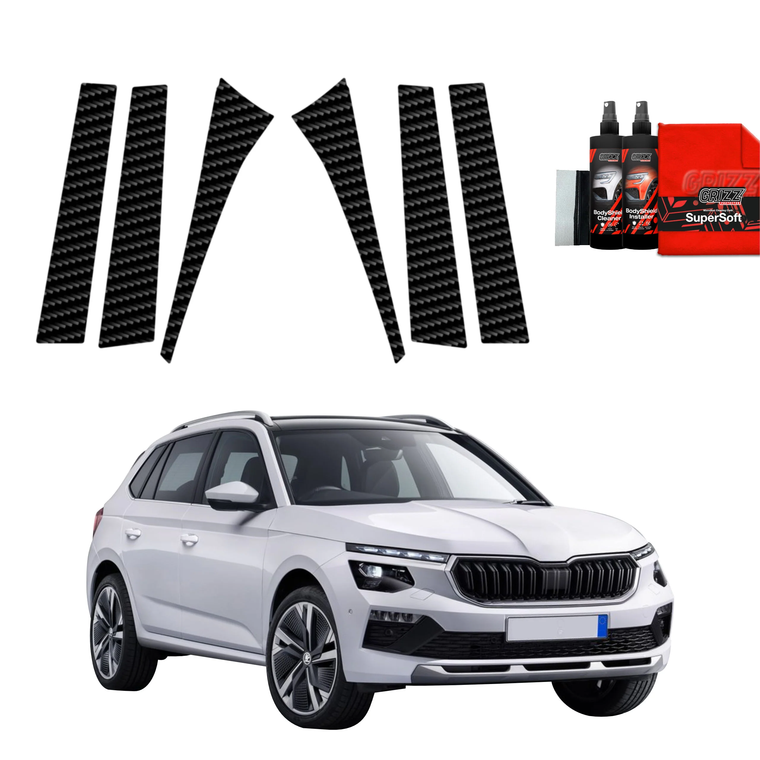 6in1 Kohlenstoff Schutzfolie für B-C-Säule - Skoda Kamiq (2019-2025)