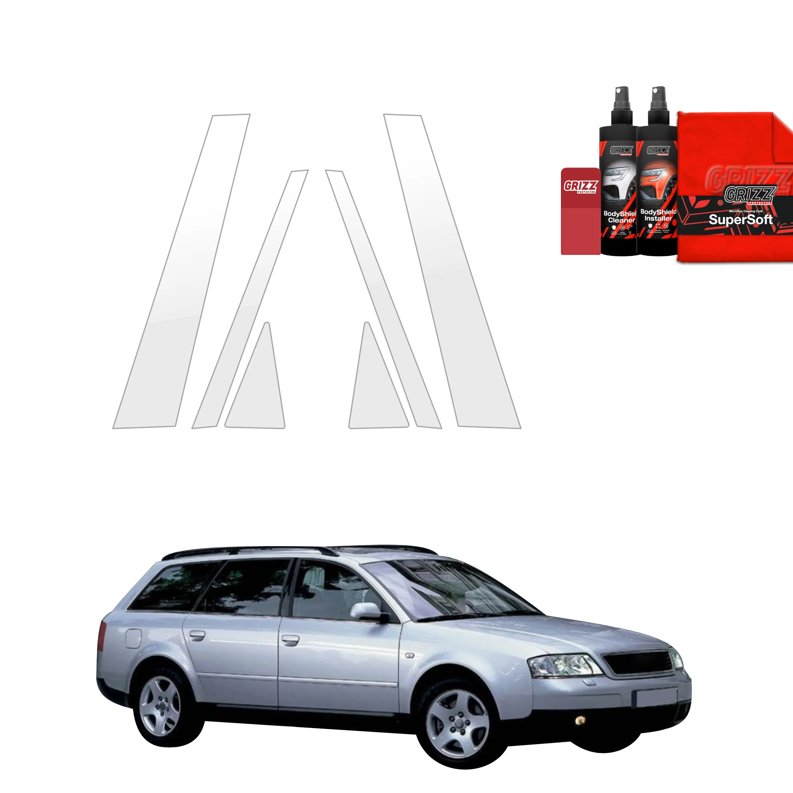 6in1 Schutzfolie für B-C-Säule - Audi A6 C5 Avant (1998-2004)