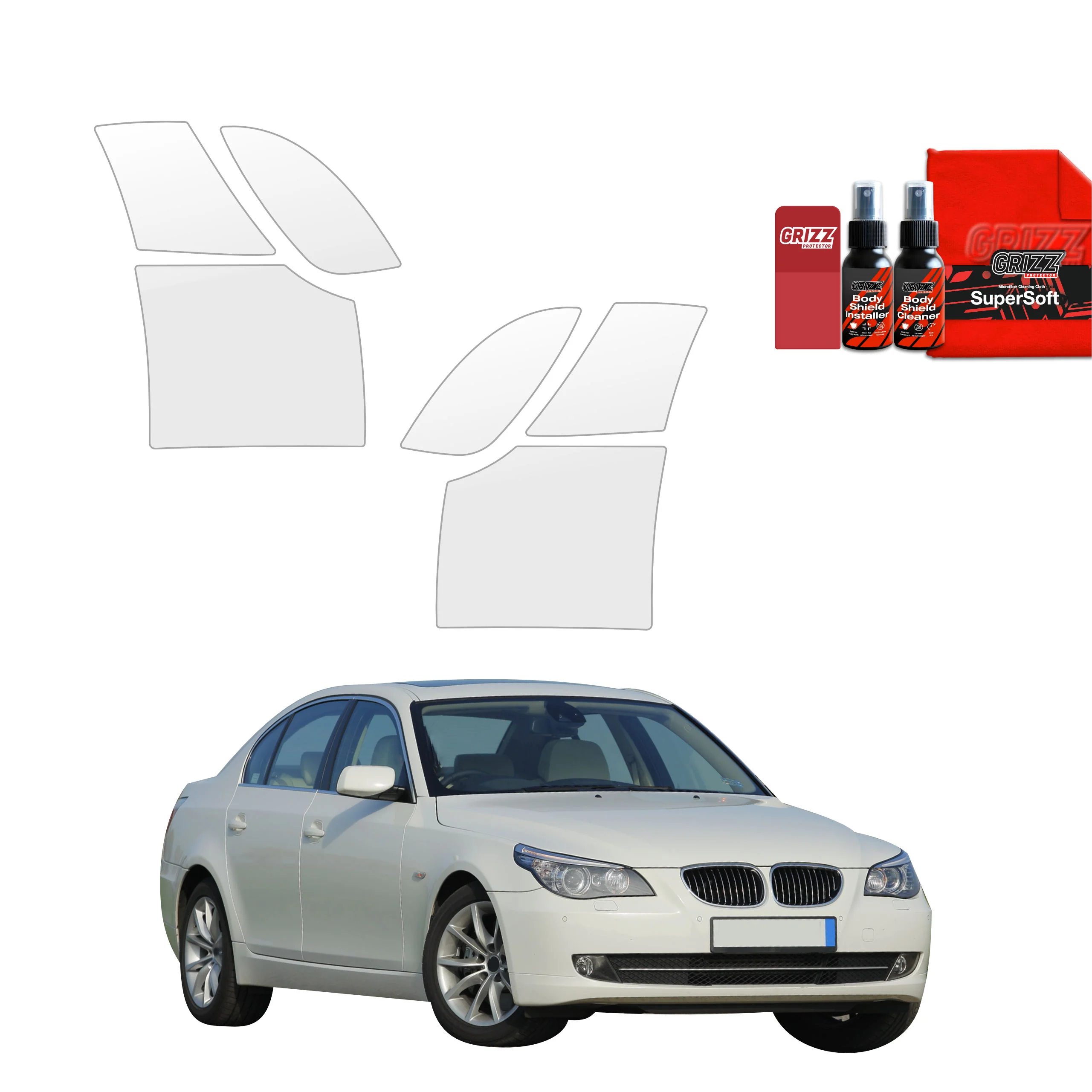 6in1 Schutzfolie für hinteren & vorderen Seitenschwelle - BMW 5 E60 Sedan 4D (2007-2010)