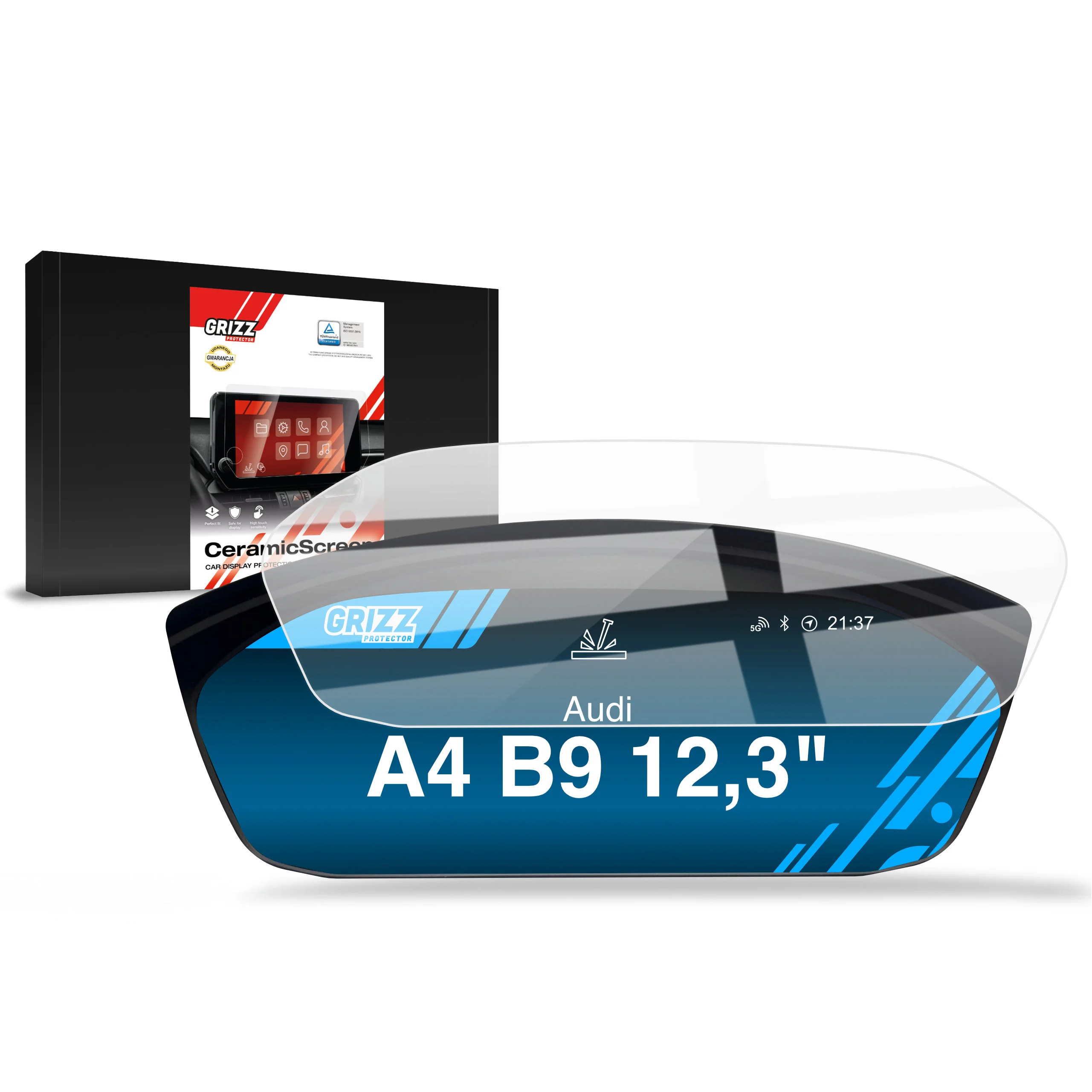 Displayschutzfolie für Audi A4 B9 Virtual Cockpit Plus 12,3" (2020-2024) Navi Folie, Kratzfest, Klar