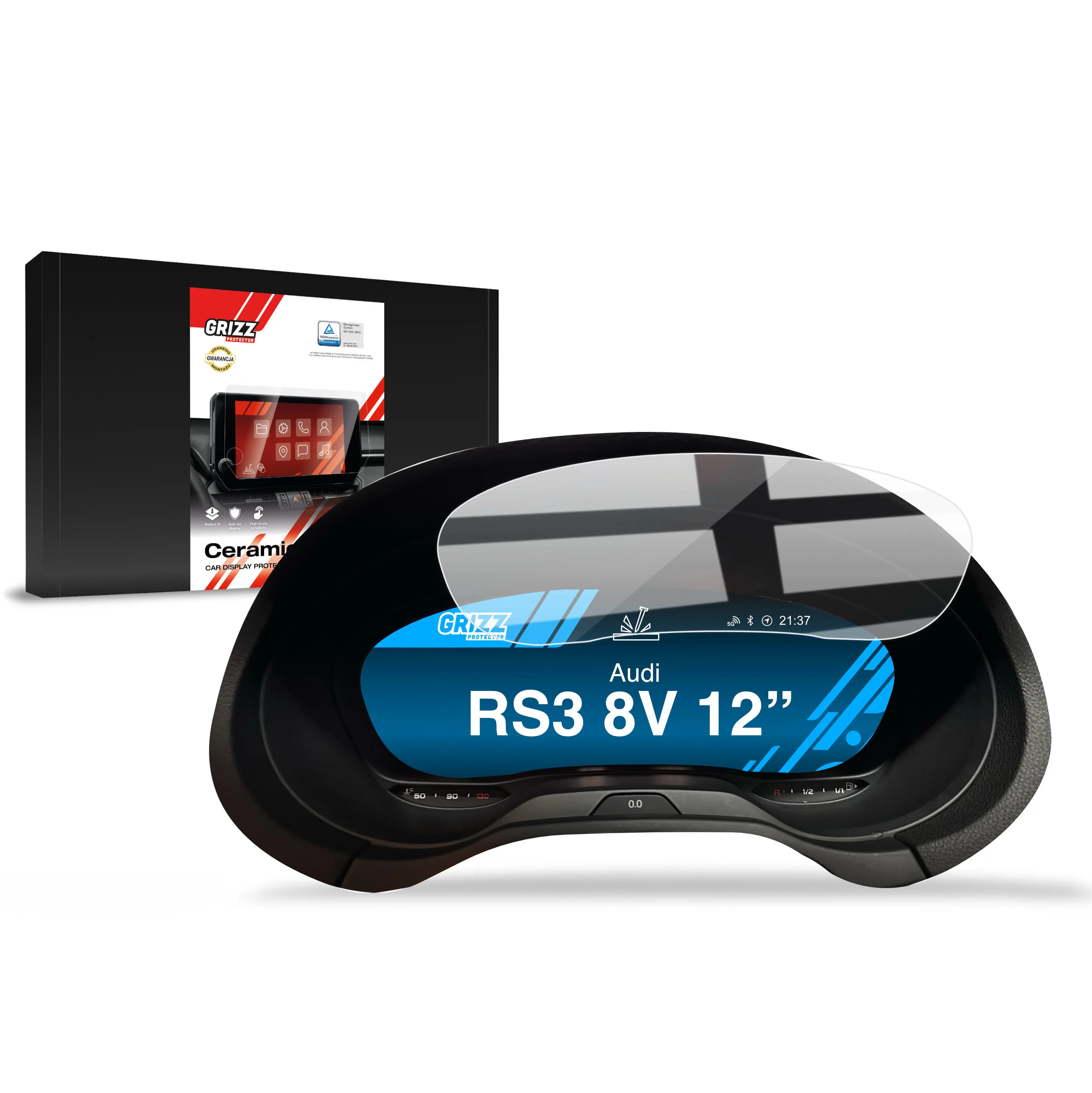 Displayschutzfolie für Audi RS3 8V Virtual Cockpit Retrofit 12" (2012-2019) Navi Folie, Kratzfest, Klar - Image 9