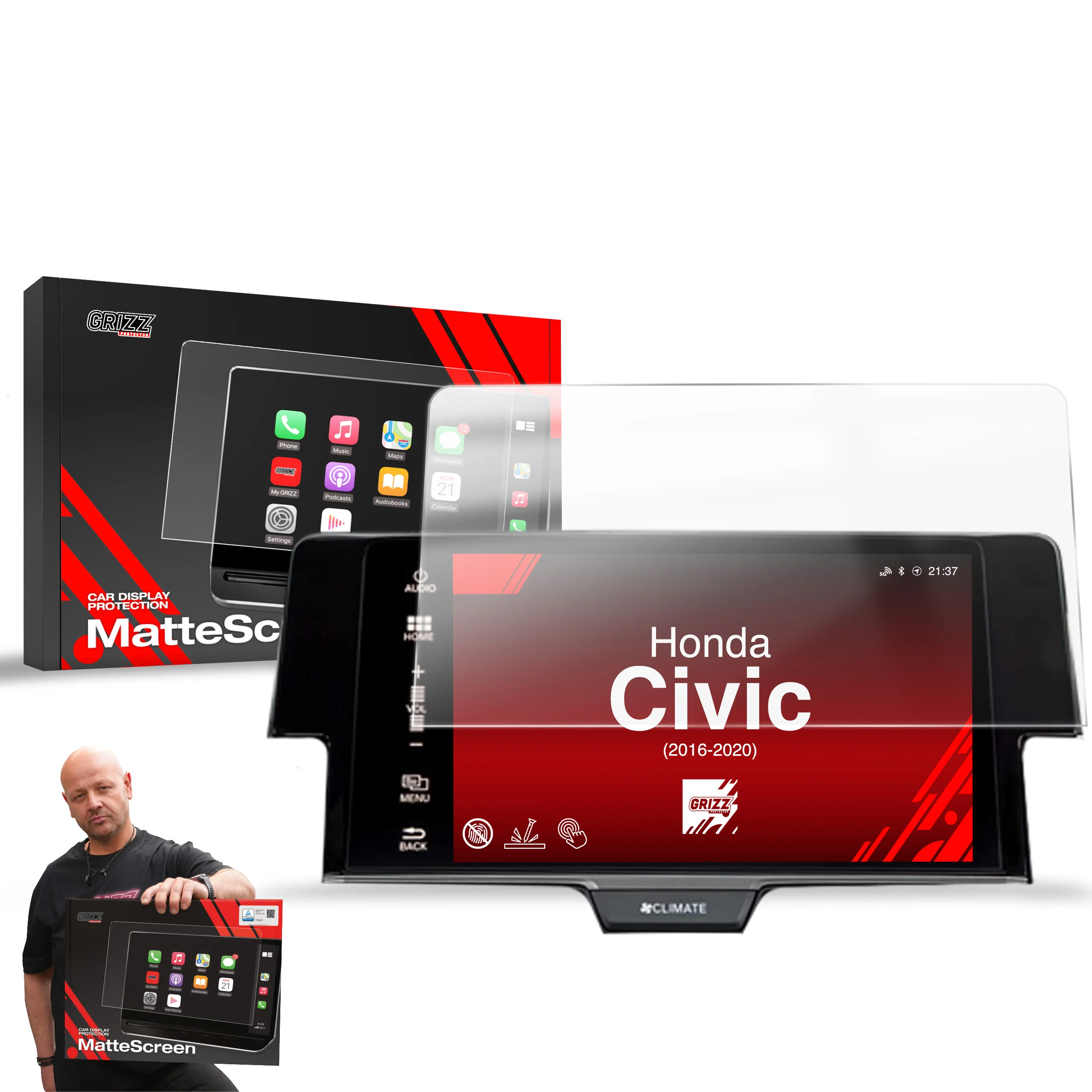 Displayschutzfolie für Honda Civic X (2016-2020) Anti-Fingerprint, Matt - Image 9