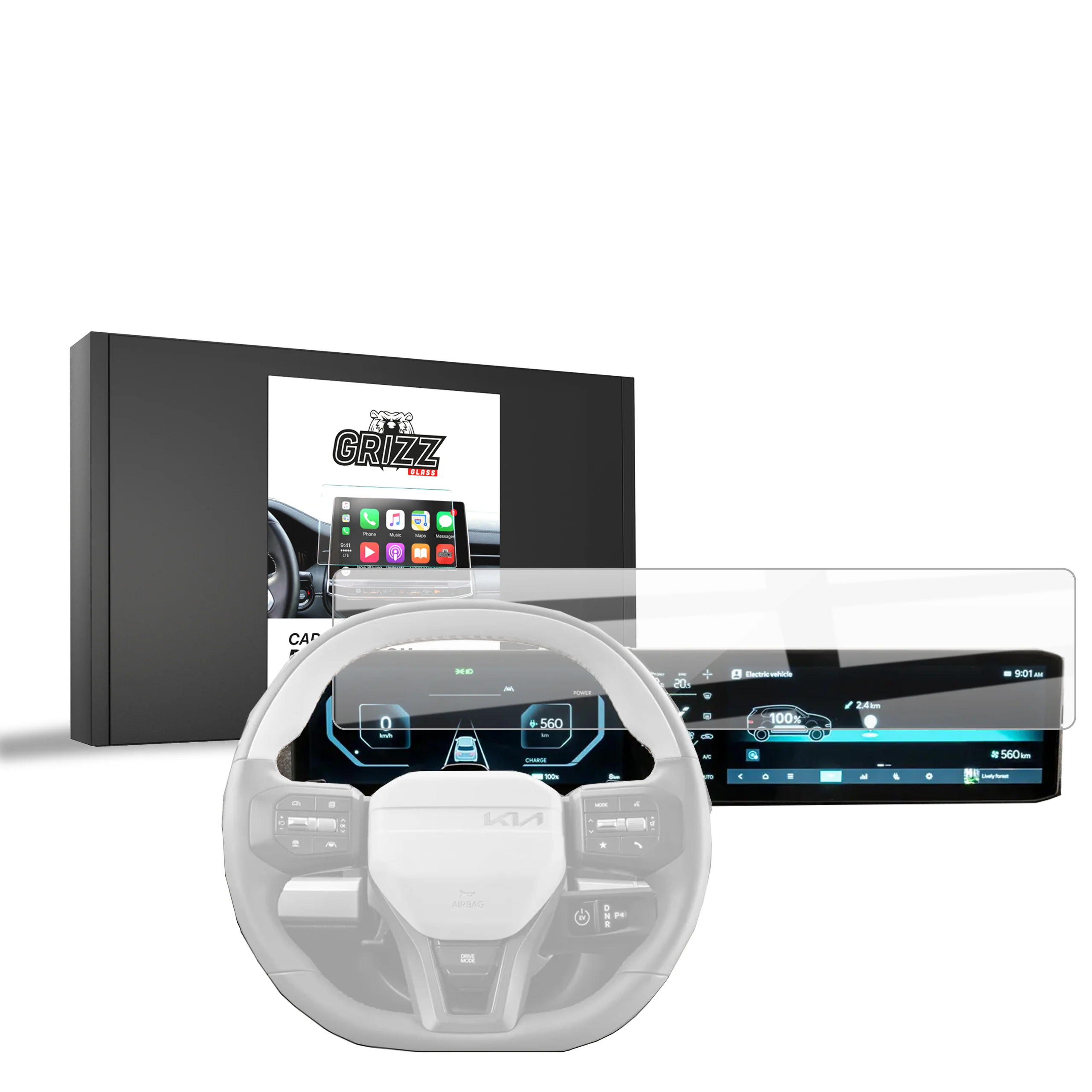 Displayschutzfolie für Kia EV6 GT Line 24" (2025) Navi Folie, Kratzfest, Klar