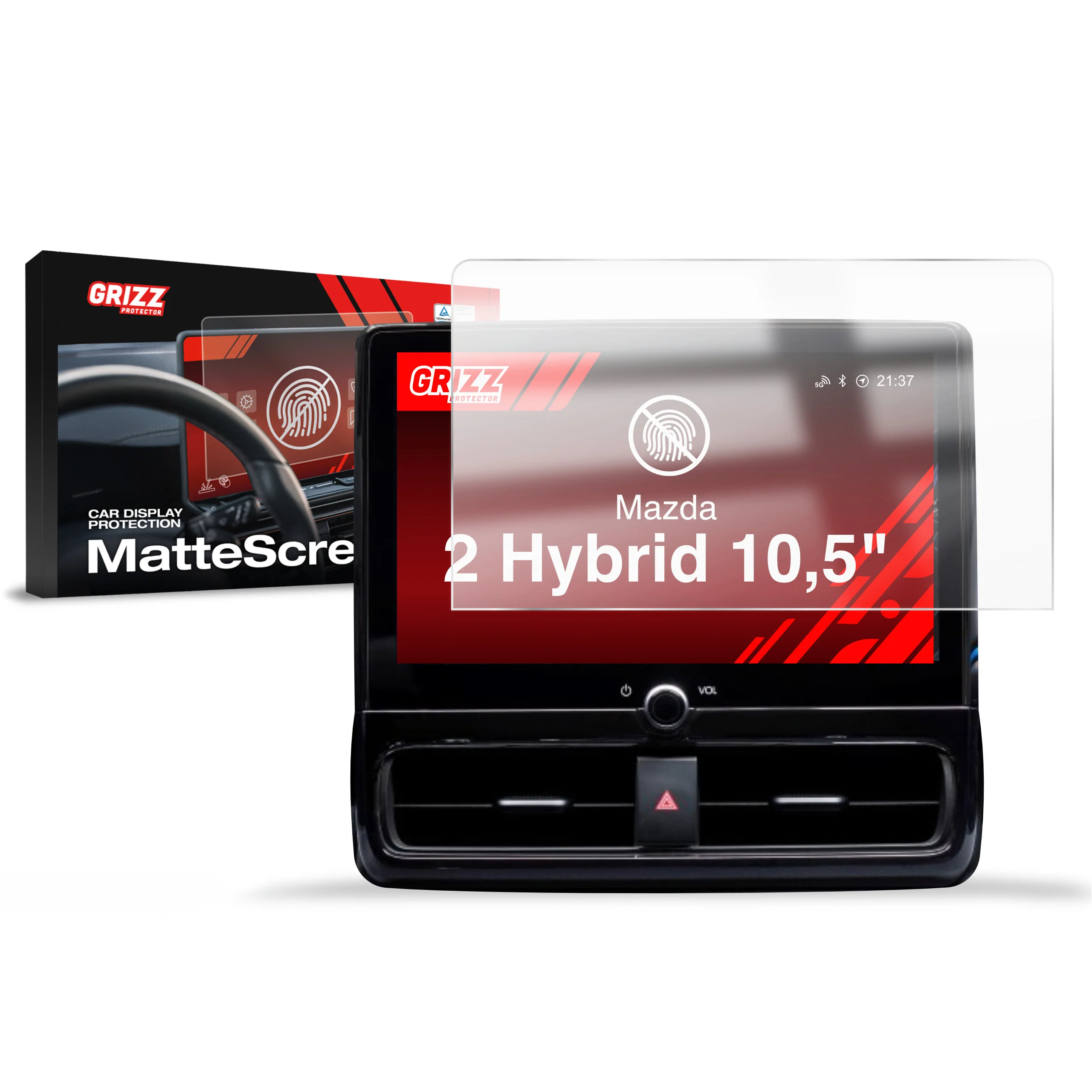 Displayschutzfolie für Mazda 2 Hybrid 10,5" (2022-2026) Anti-Fingerprint, Matt