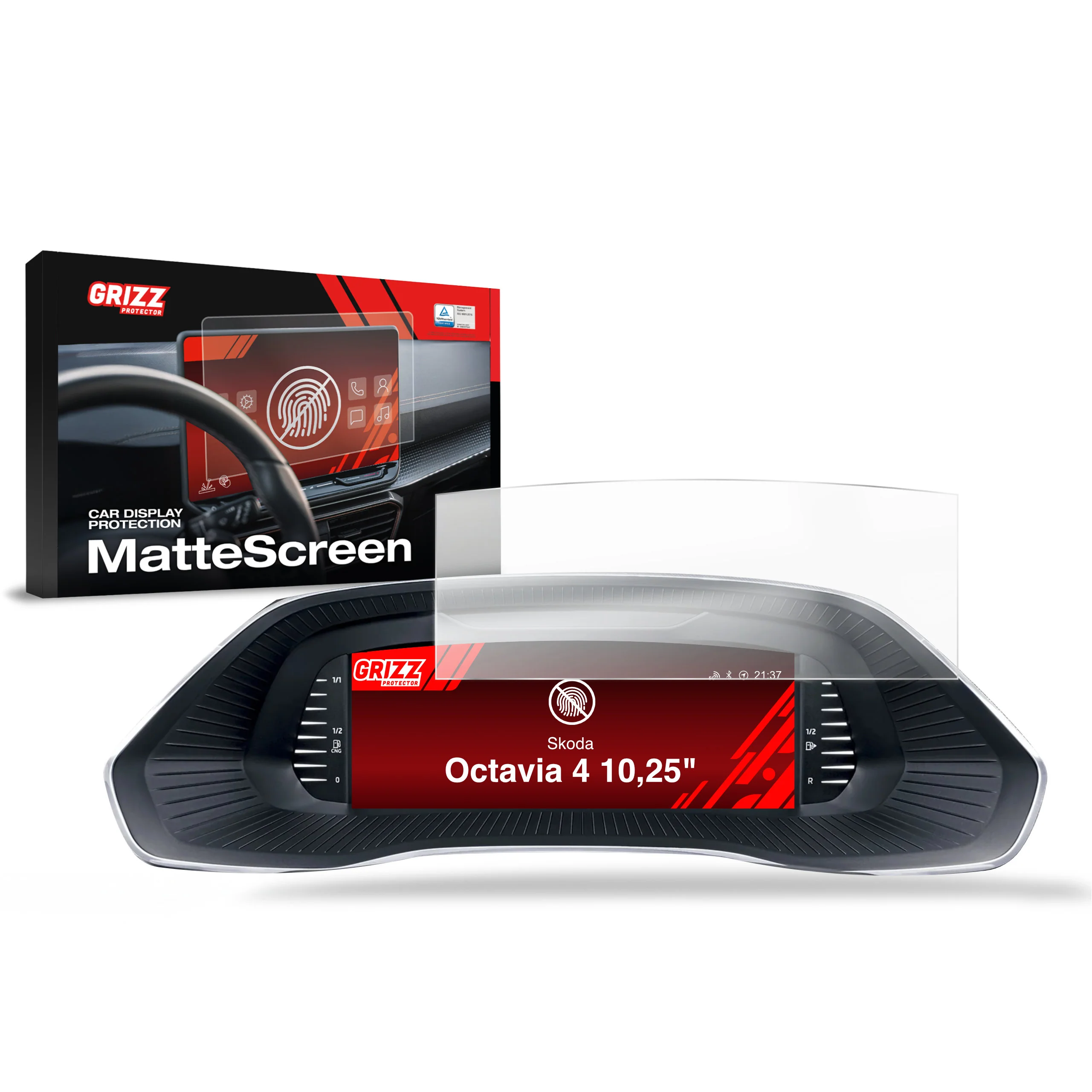 Displayschutzfolie für Skoda Octavia 4 Virtual Cockpit 10,25" (2020-2024) Anti-Fingerprint, Matt