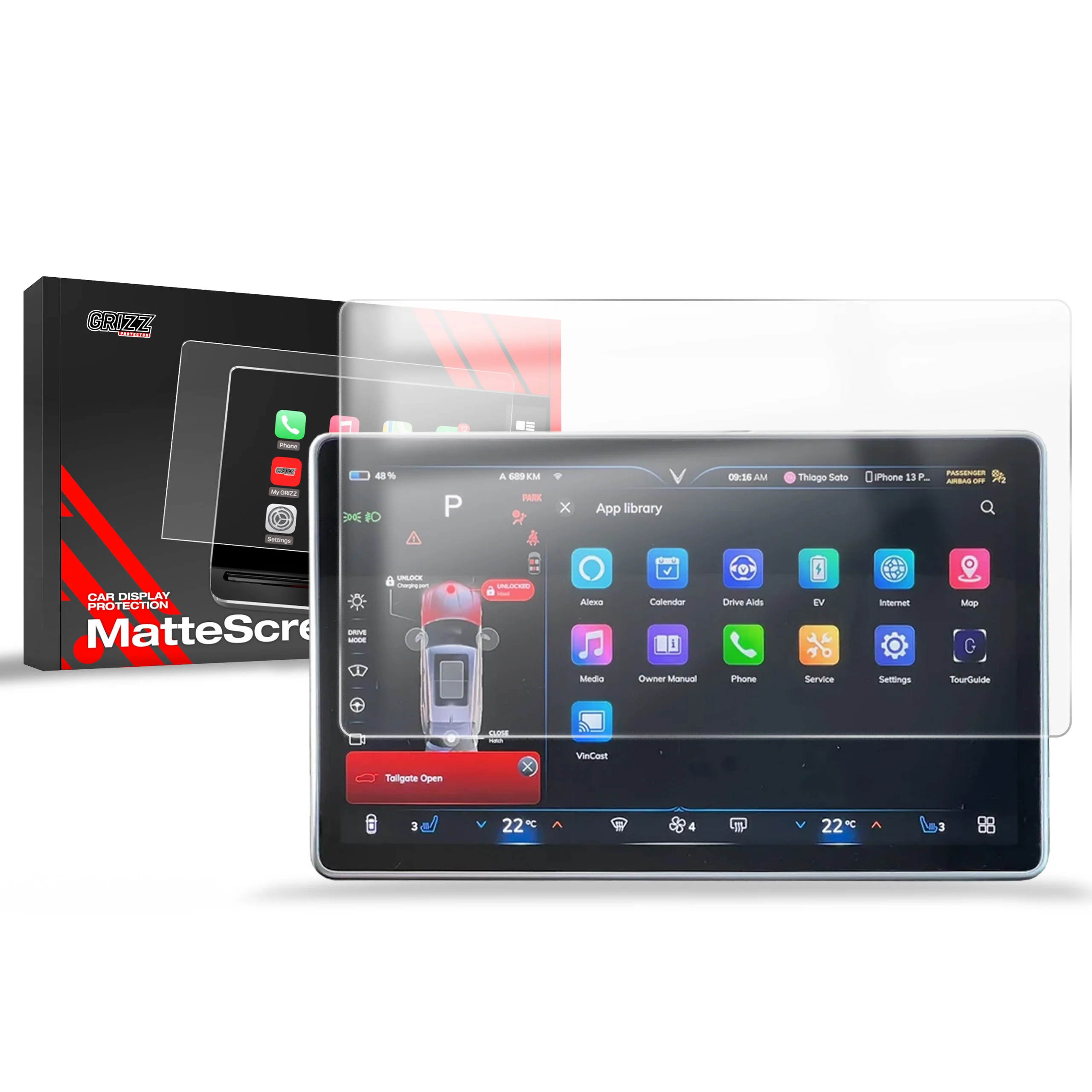 Displayschutzfolie für VinFast VF8 15,6" (2022-2025) Anti-Fingerprint, Matt