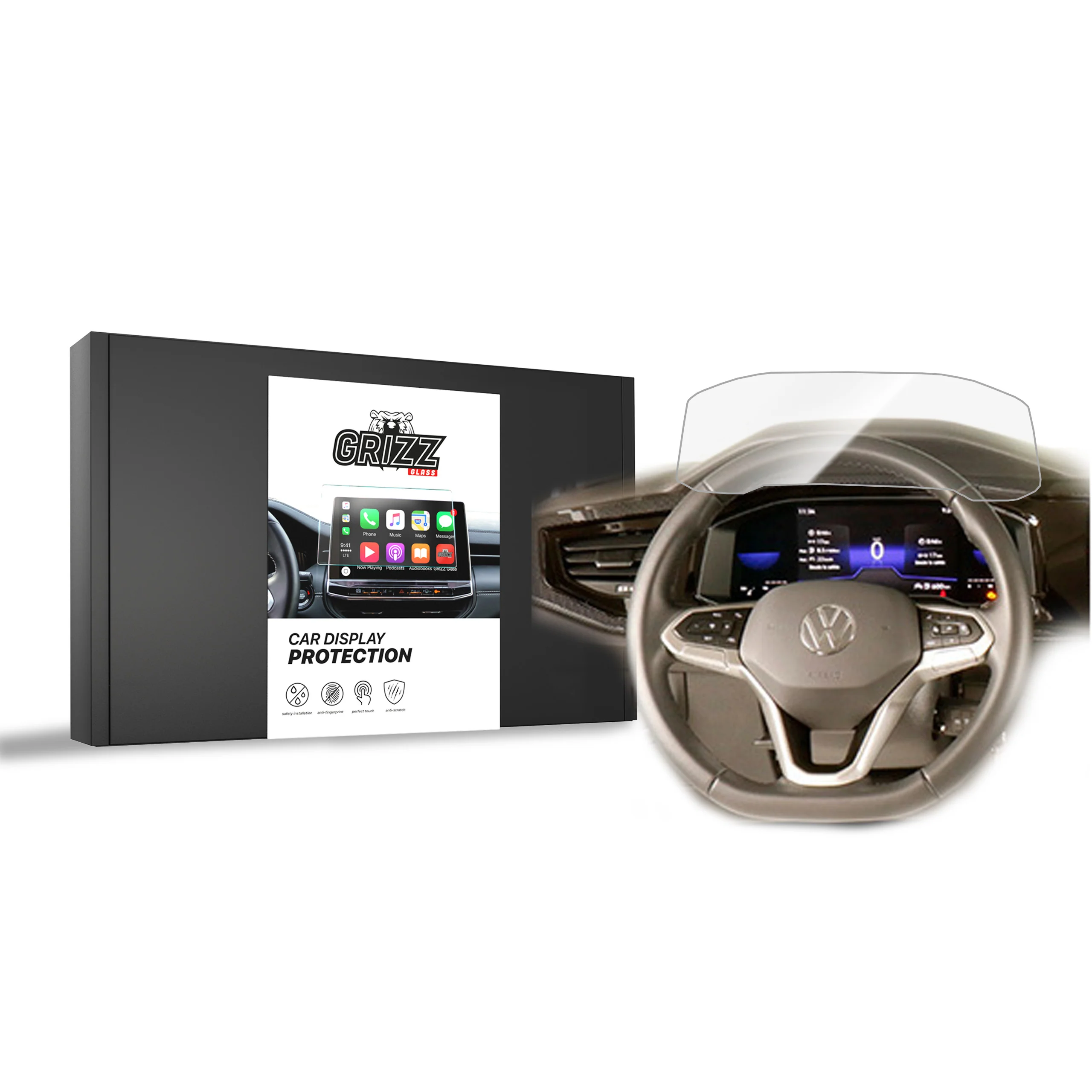 Displayschutzfolie für Volkswagen VW Polo Digital Cockpit 8" (2023-2026) Navi Folie, Kratzfest, Klar