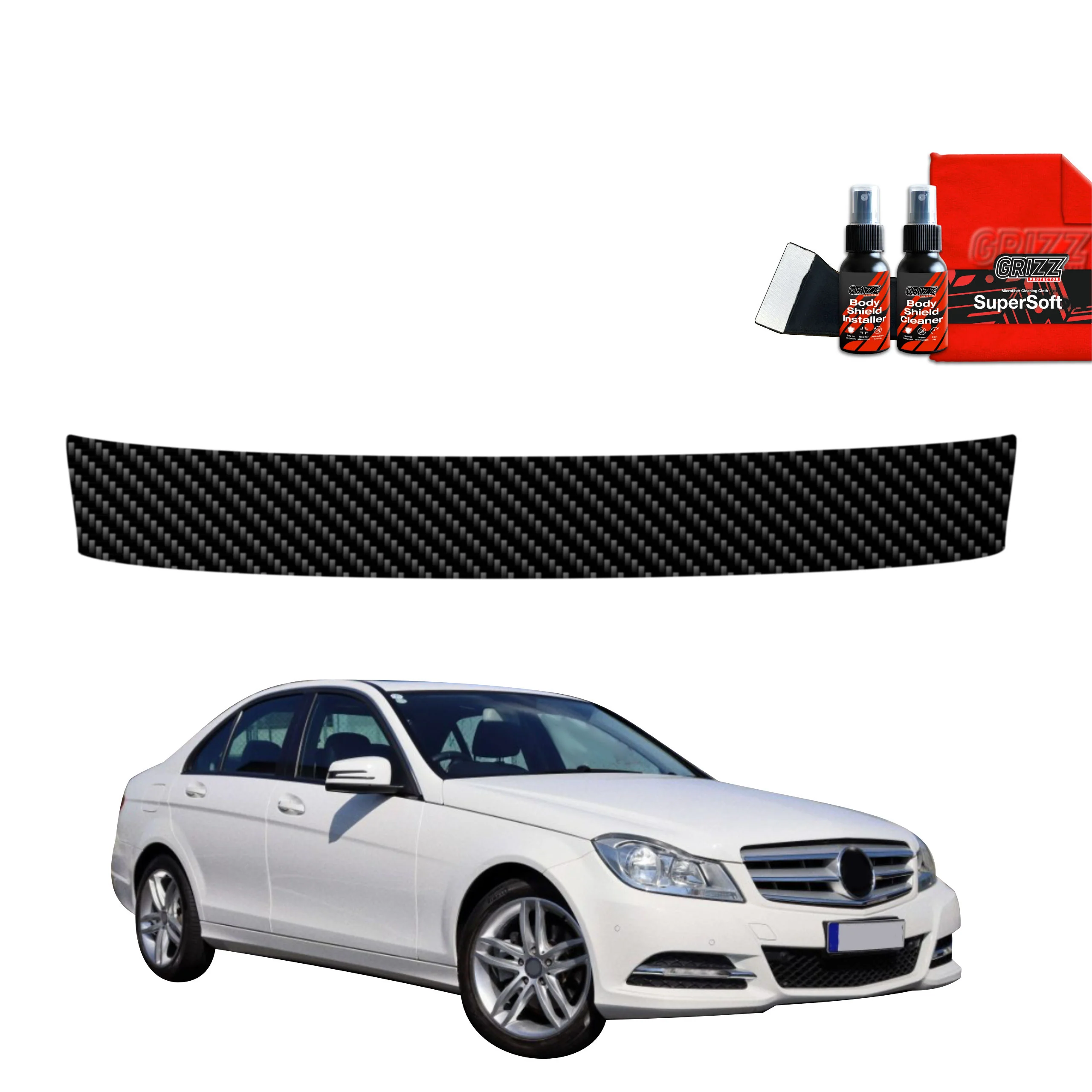 Kohlenstoff Schutzfolie für Ladekante - Mercedes Benz C Klasse W204 Sedan Facelifting (2011-2014)